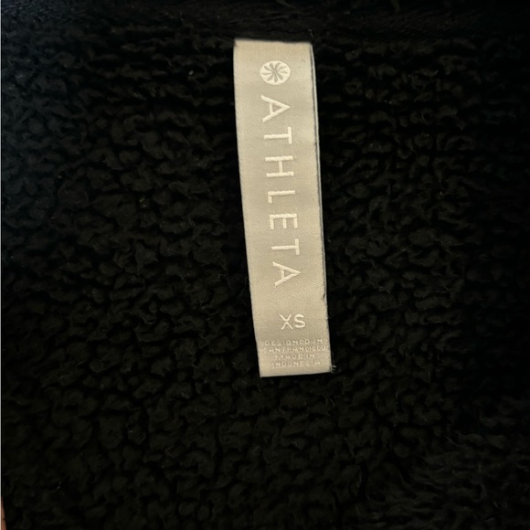 Athleta Black Sherpa Zip-Up Jacket Sz XS - Picture 2 of 7